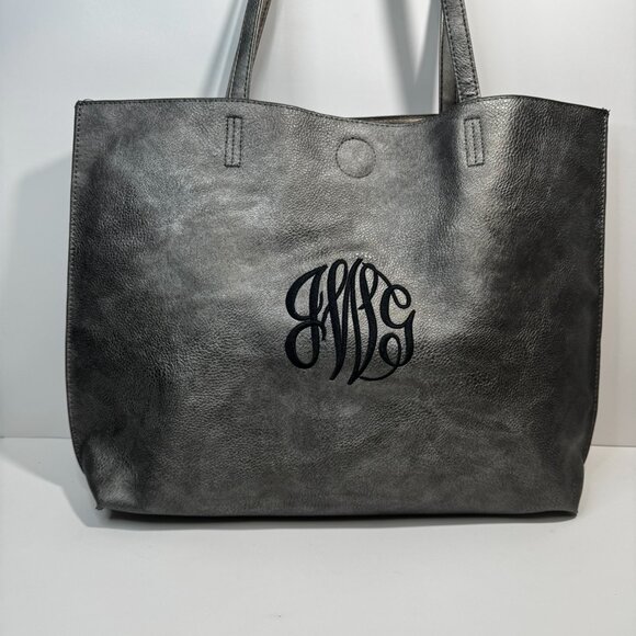 Modern Tote Bag Grey for Women, Large PU Leather Tote Bag, Shoulder Handbag - Picture 1 of 5